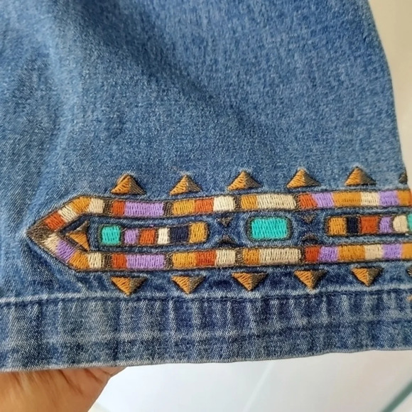 Vintage 80's Bob‎ Mackie Wearable Art  Denim Southwestern Embroidered Shacket - Picture 7 of 16